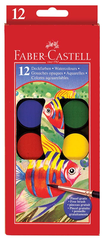 12 ct Watercolor Paint Set (cakes) with free brush