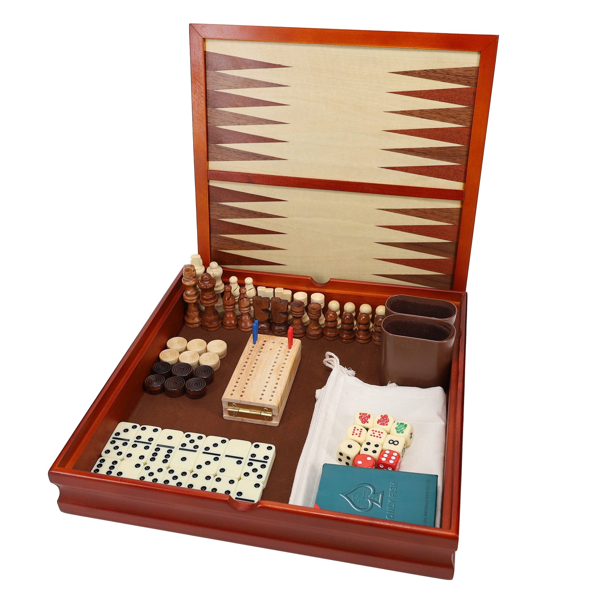 Wood Expressions - 7-in-1 Combination Wood Game Set – 12 inch board